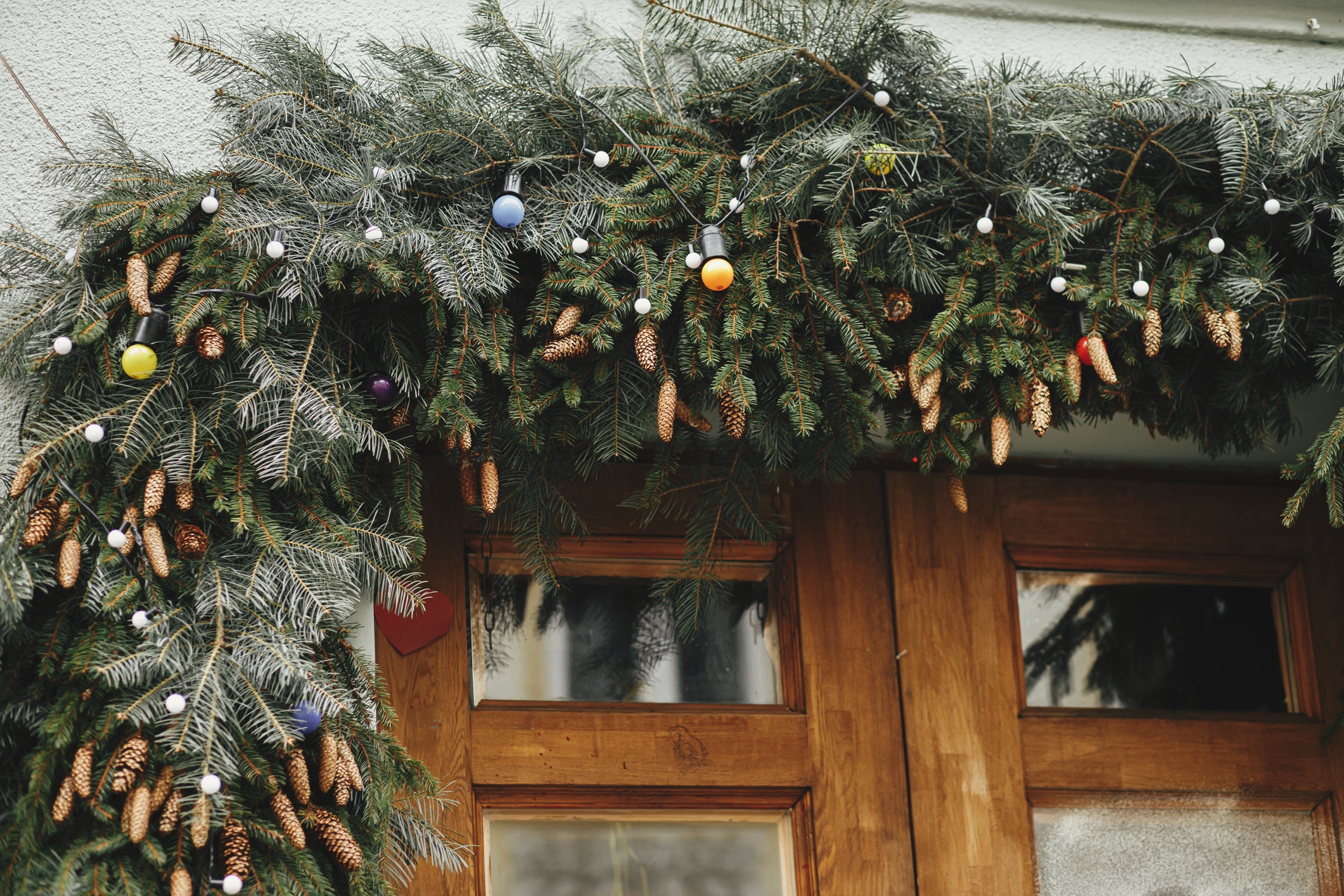 Festive Spruce Garland with  Orange Accent