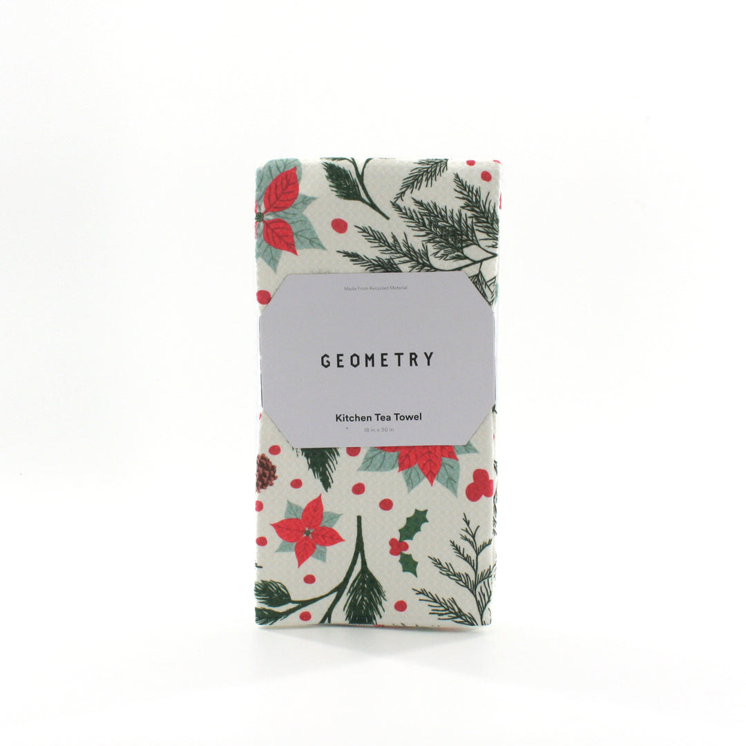 Woodland Poinsettia Kitchen Tea Towel