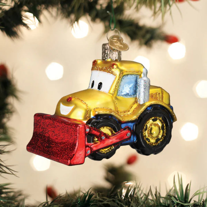 Bright Eyed Bulldozer Old World Ornament