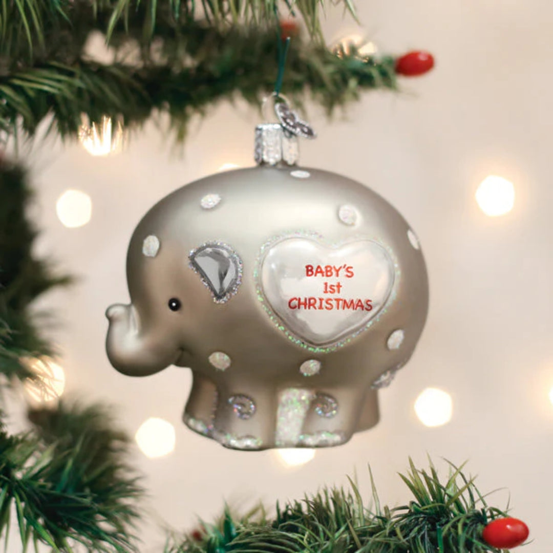 Baby's 1st Christmas Elephant Old World Ornament