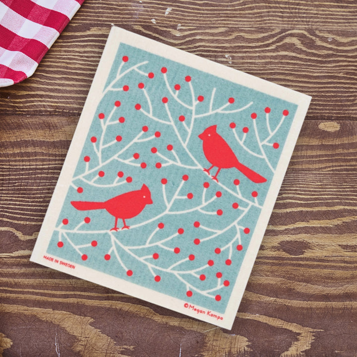 Swedish Dishcloth Cardinal Branch