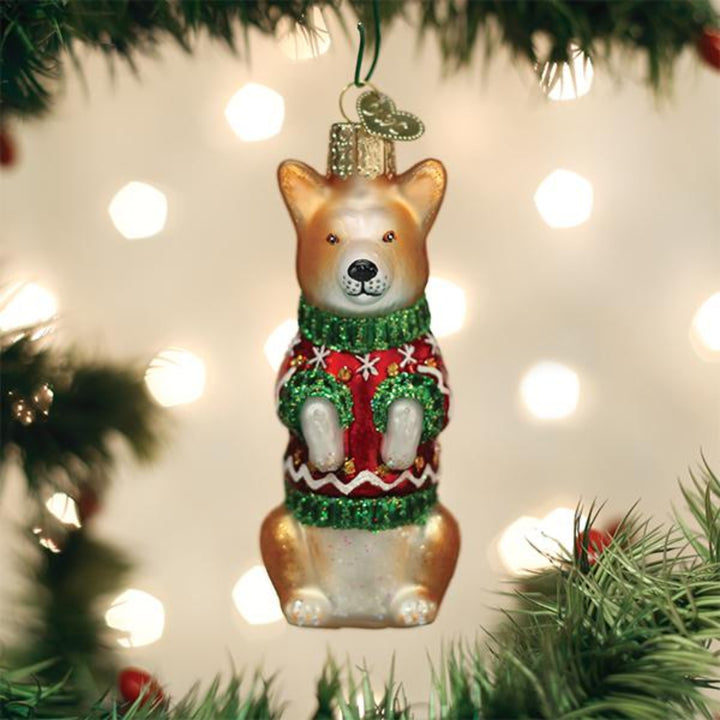 Christmas Corgi Old World Ornament