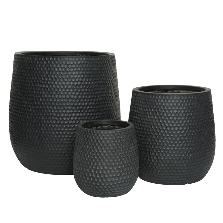 Zoe Honeycomb Fiber Clay Pot - Black