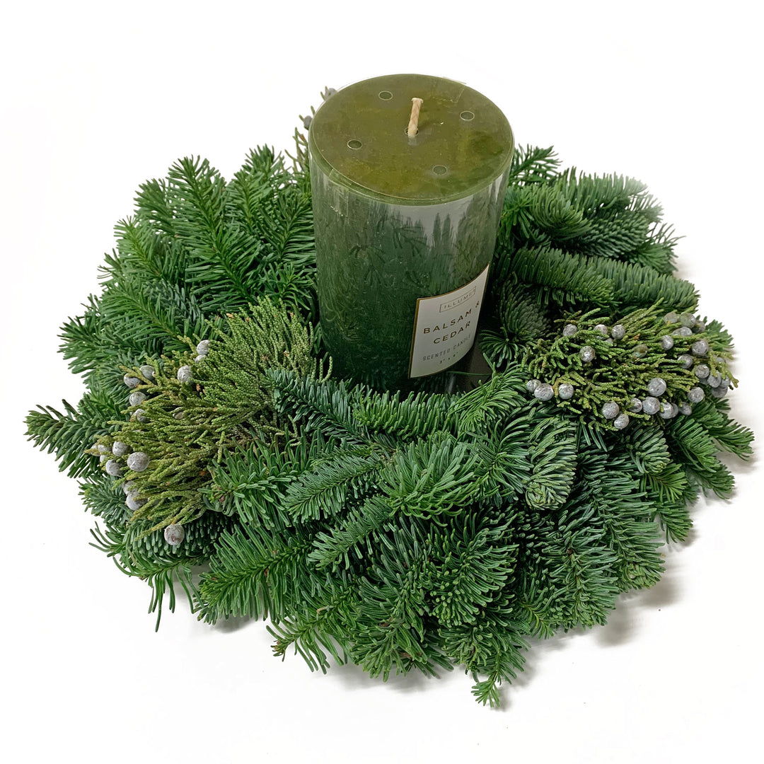 Evergreen Candle Ring 8"