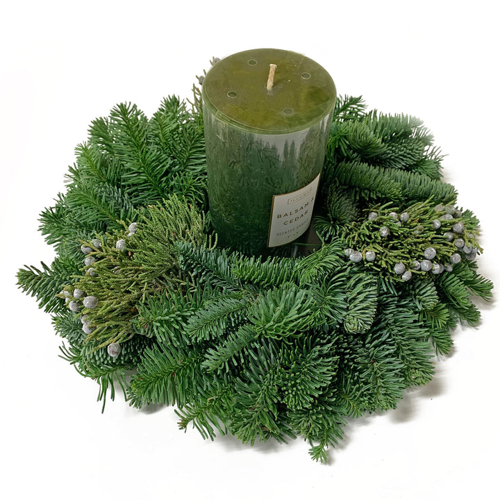 Evergreen Candle Ring 8"