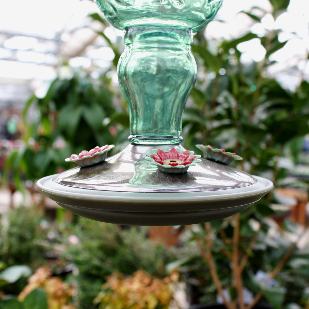 Perky-Pet® Antique Green Glass Bottle Hummingbird Feeder